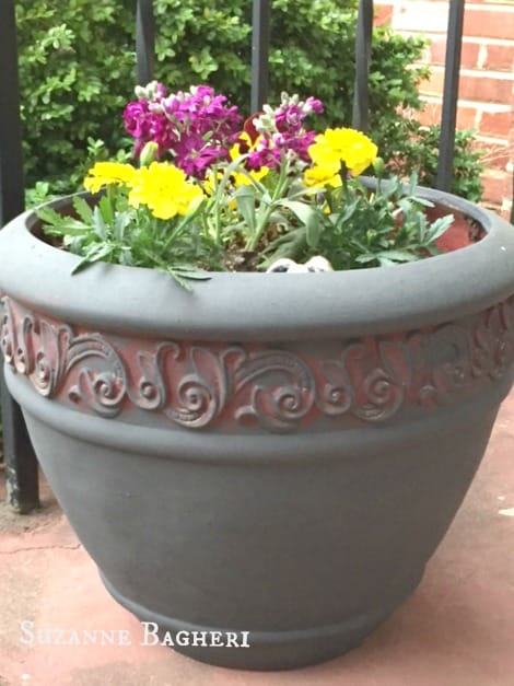 Painted Flower Pot with Distressing
