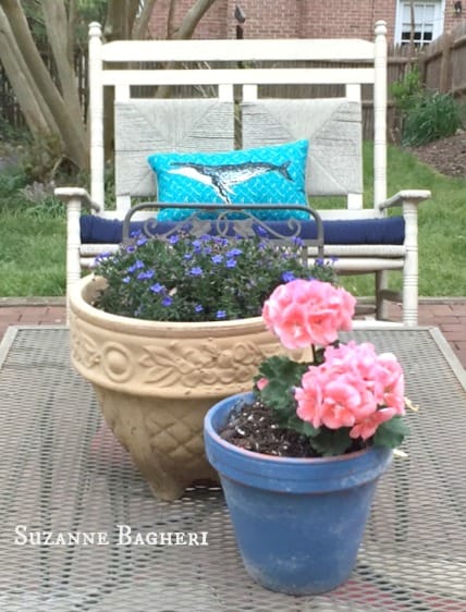 Painted Flower Pots and Bench