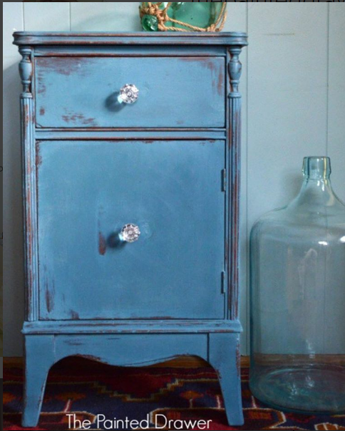 Annie Sloan Aubusson Nightstand painted by The Painted Drawer