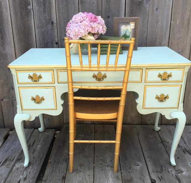 DD's Cottage and Design French Provincial Desk and Chair shared by The Painted Drawer Link Party