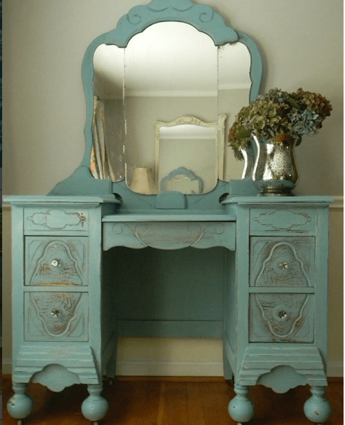 Vintage Vanity in Annie Sloan Provence by The Painted Drawer