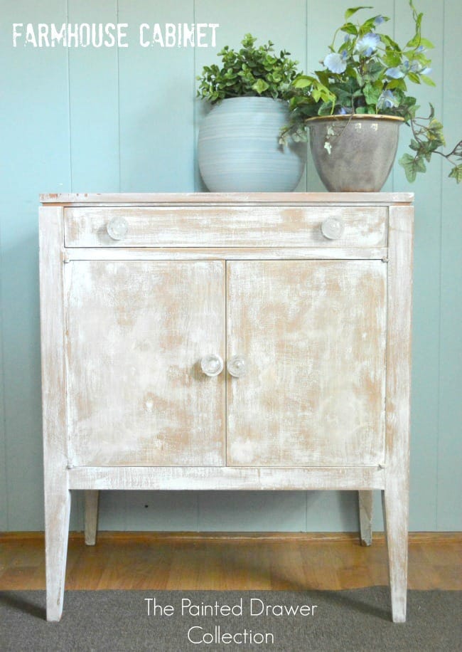 Farmhouse Whitewashed Cabinet