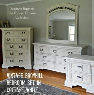 Vintage Broyhill Bedroom Set in Annie Sloan Old Ochre and Old White