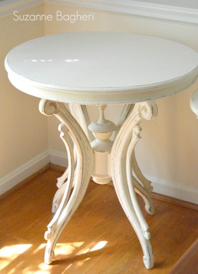 Creamy White Vintage Tables Before and After