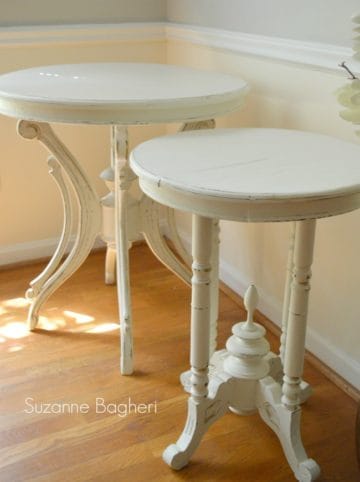 Creamy White Vintage Tables Before and After