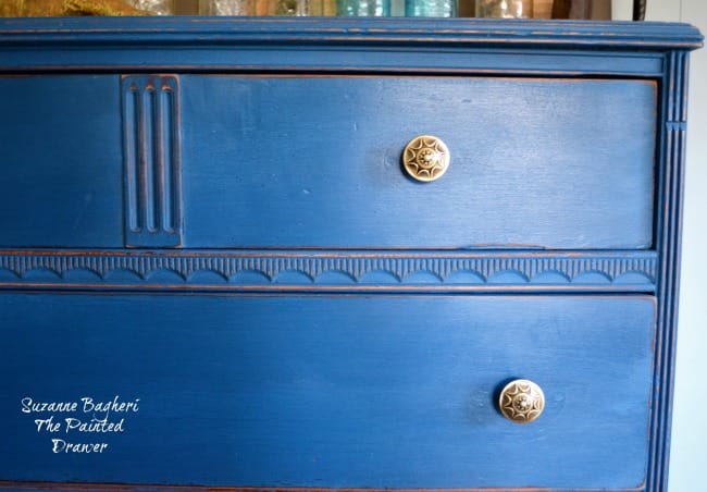 Blue Velvet vintage dresser in DecoArt Preservation Chalky Finish Paint Preservation