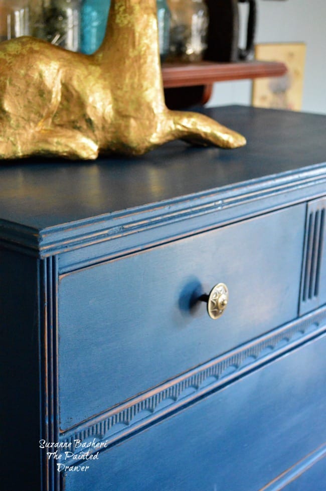 Blue Velvet vintage dresser in DecoArt Preservation Chalky Finish Paint Preservation