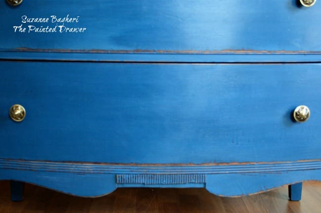 Blue Velvet vintage dresser in DecoArt Preservation Chalky Finish Paint Preservation