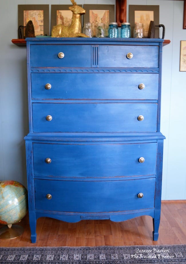 Blue Velvet vintage dresser in DecoArt Preservation Chalky Finish Paint Preservation