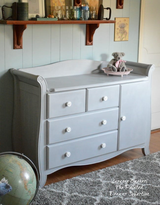 Gray baby dresser with changing clearance table