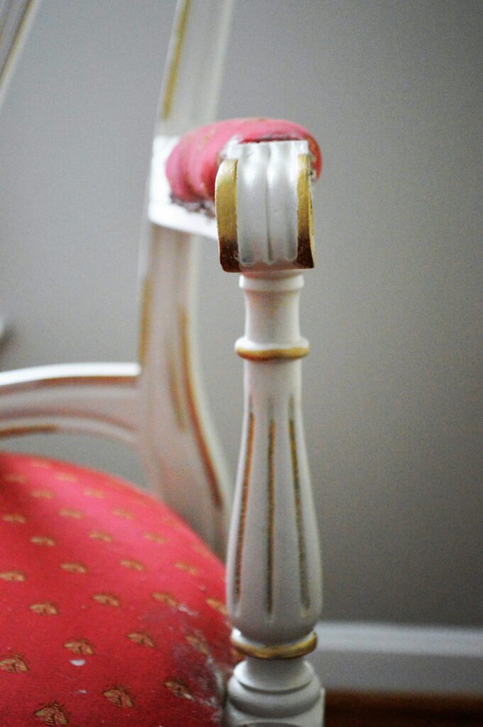 antique white and gold dining chairs