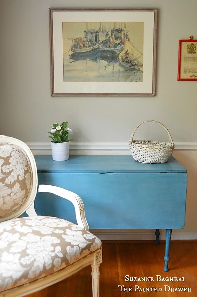 Farmhouse Table painted in blues