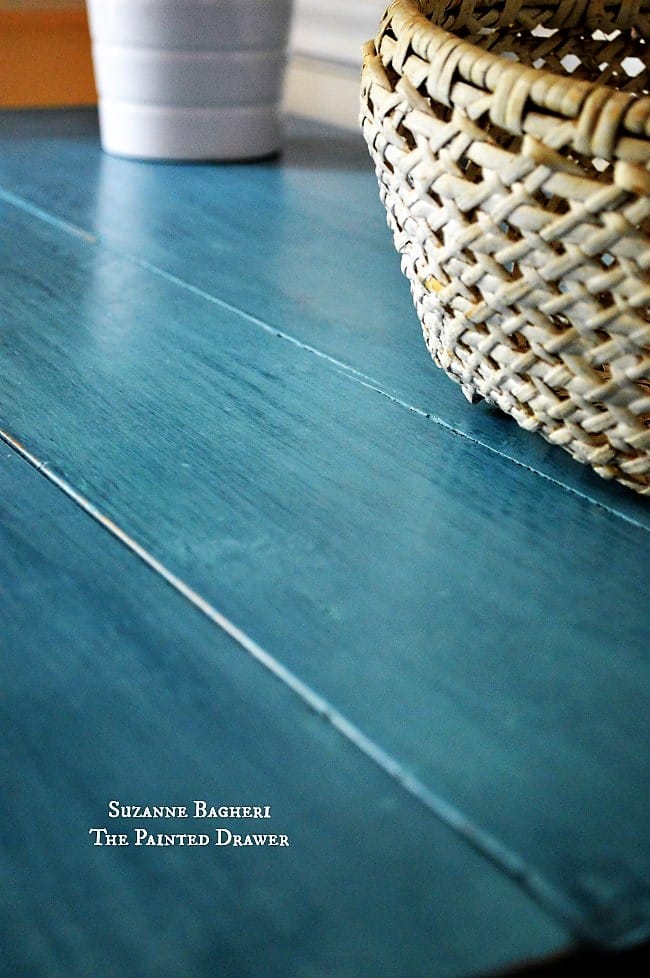 Farmhouse Table painted in blues