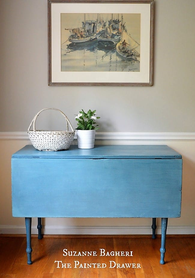 Farmhouse Table painted in blues
