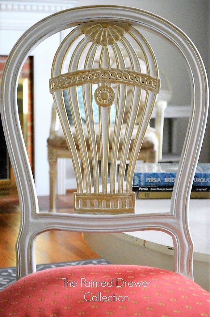 antique white and gold dining chairs