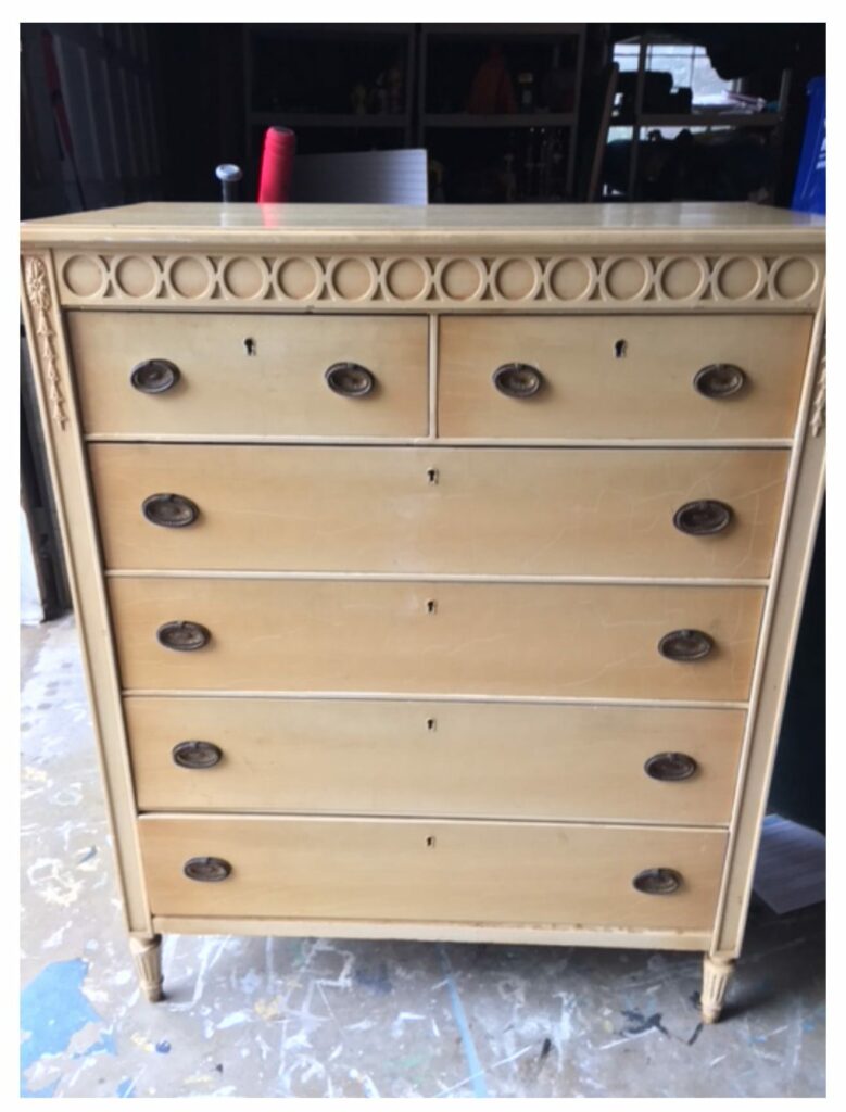 Louis Blue Vintage Dresser Before and After