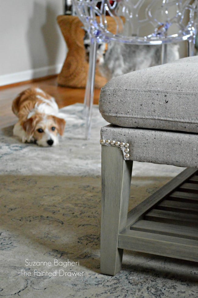 Living Room Gray Ottoman