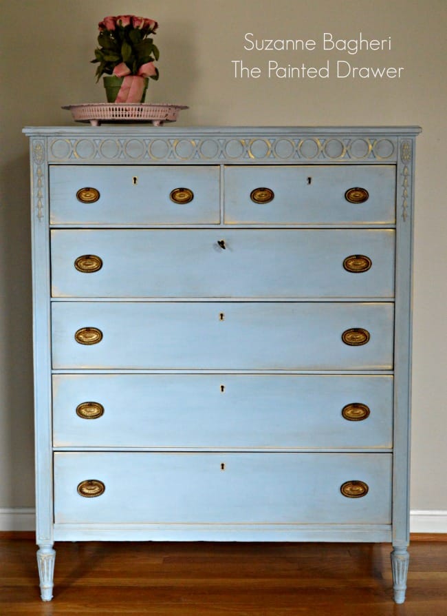 Louis Blue Vintage Dresser Before and After