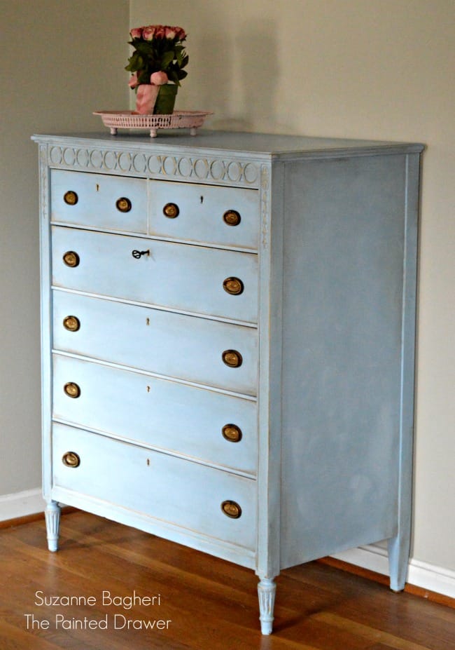 Louis Blue Vintage Dresser Before and After