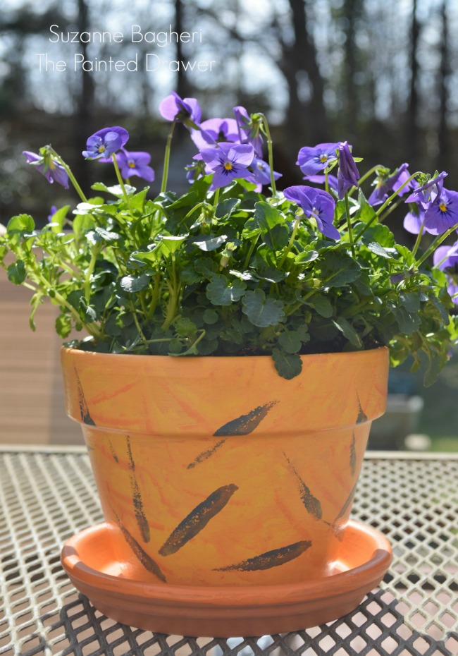 Sponge Painted Flower Pots