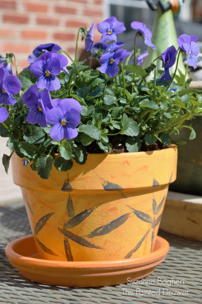 Sponge Painted Flower Pots