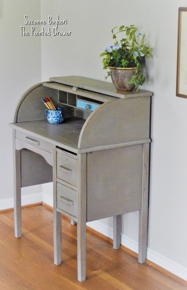 Coco And Louis Blue Roll Top Desk Before And After