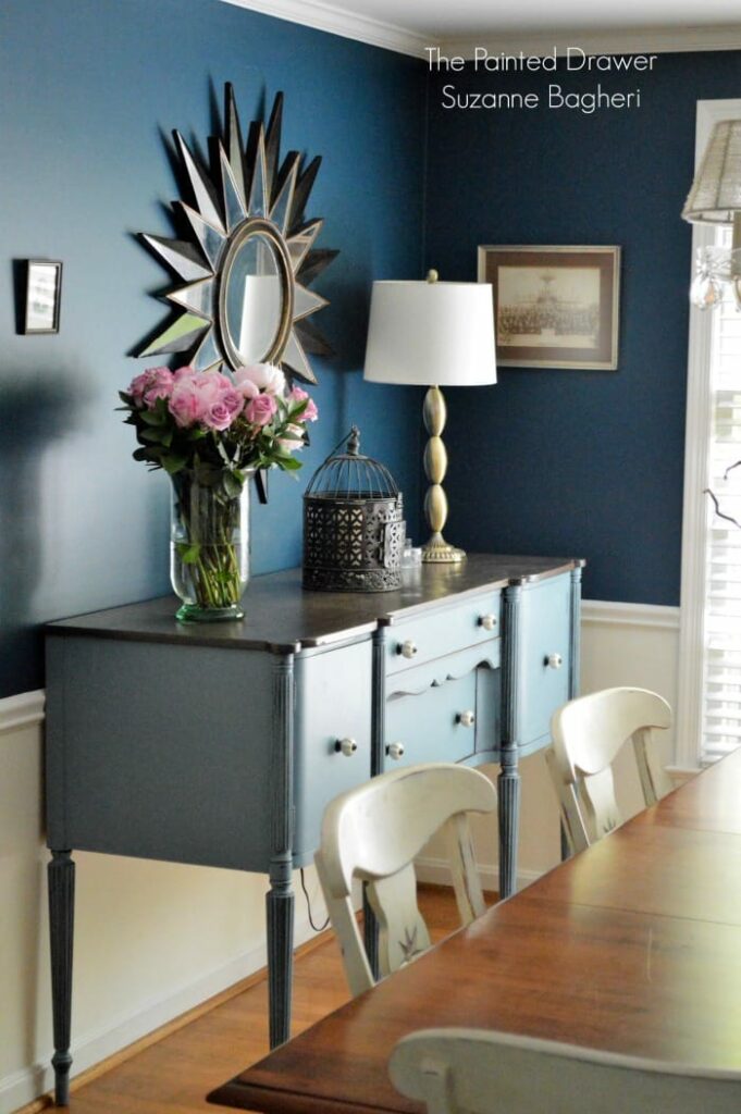 Stillwater Blue Sideboard in Rainstorm Dining Room