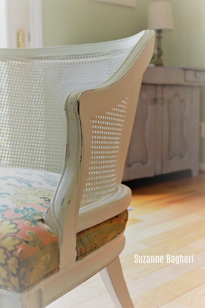 Caned Back Chair Makeover in Annie Sloan Old White