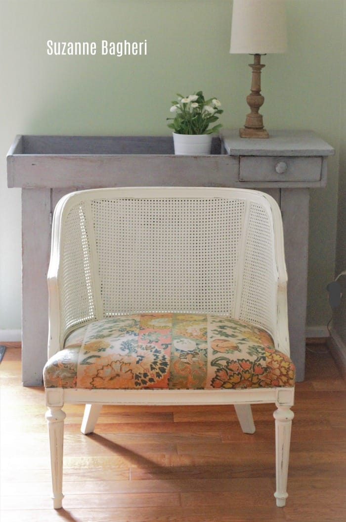 Caned Back Chair Makeover in Annie Sloan Old White