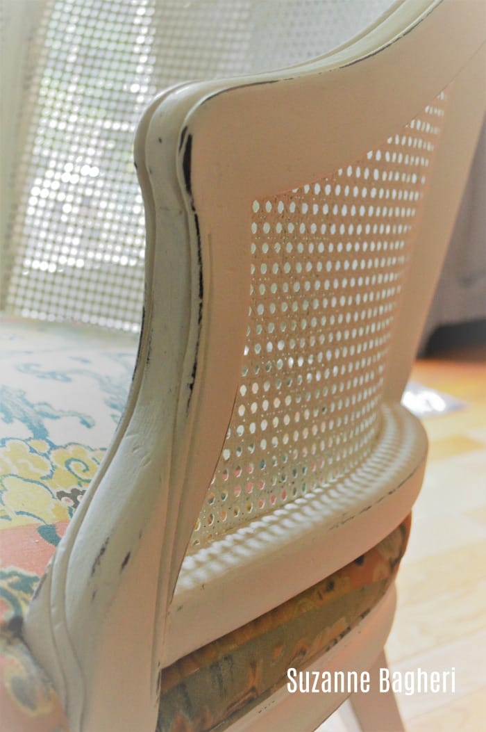 Caned Back Chair Makeover in Annie Sloan Old White