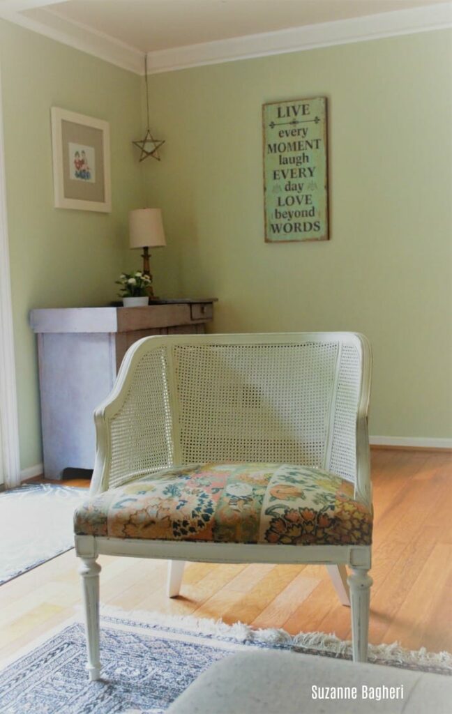 Caned Back Chair Makeover in Annie Sloan Old White