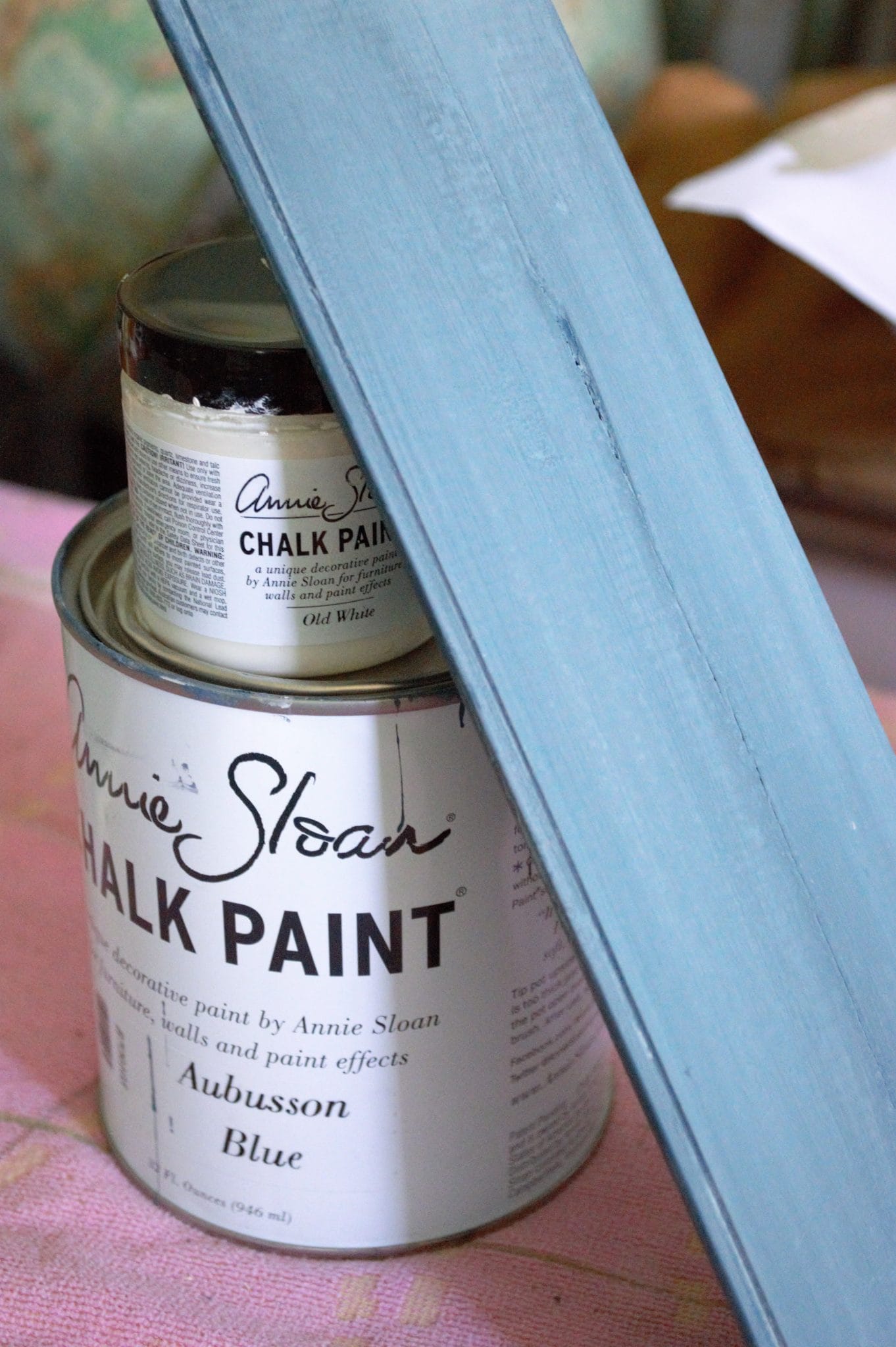 Annie Sloan Aubusson with White Wash to create a farmhouse finish