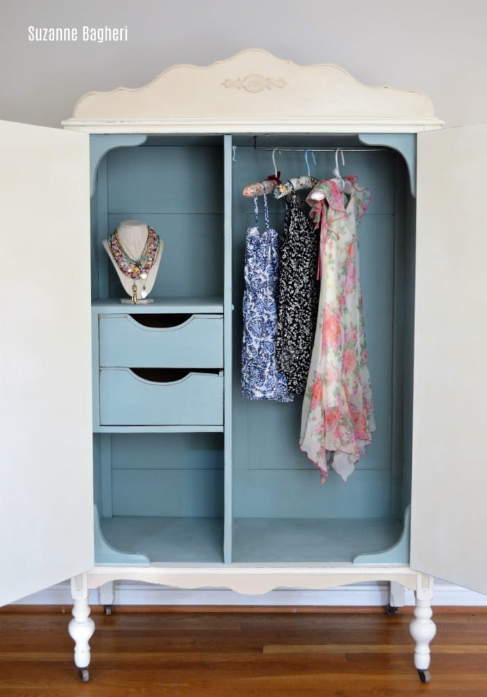 Armoire Interior in Annie Sloan Duck Egg