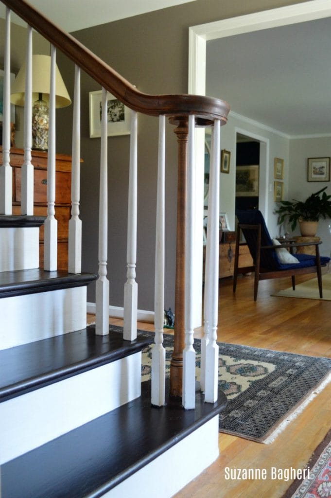 Foyer in Poised Taupe and dark chocolate milk paint