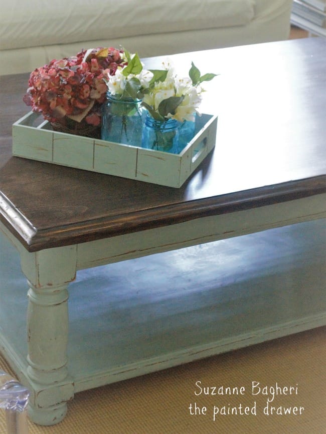 A colorful end table makeover with gel stain and glaze - Green