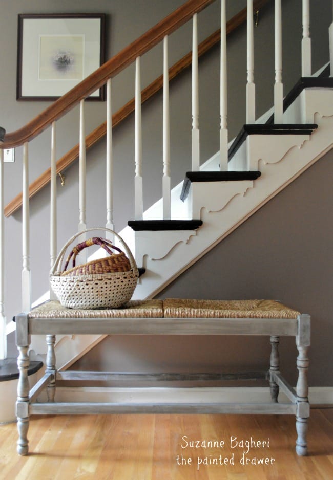 Seagull Gray with Pitch Black Glaze Bench