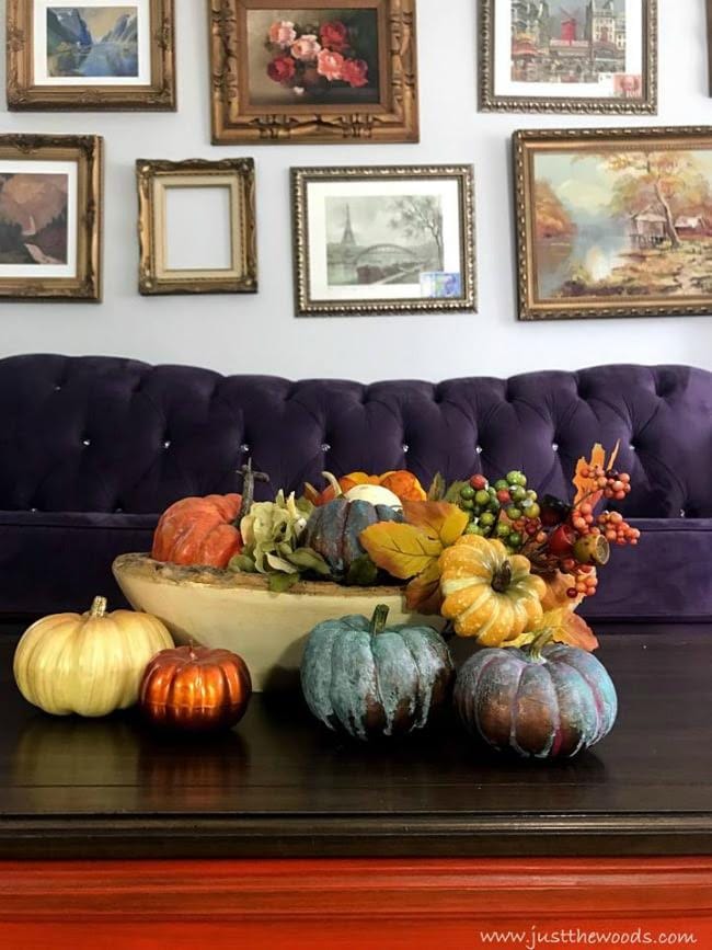 painted pumpkins just the woods