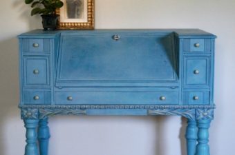 Vintage Desk in Combo of Annie Sloan Aubusson/Provence/Duck Egg paints