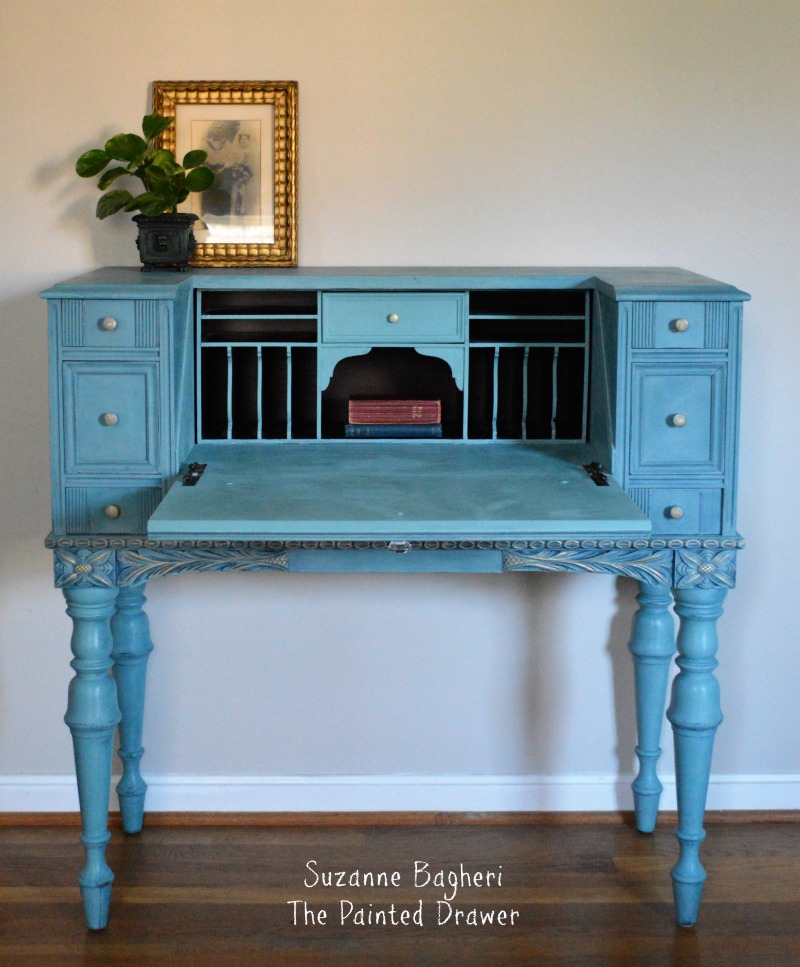 Vintage Desk in Combo of Annie Sloan Aubusson/Provence/Duck Egg paints