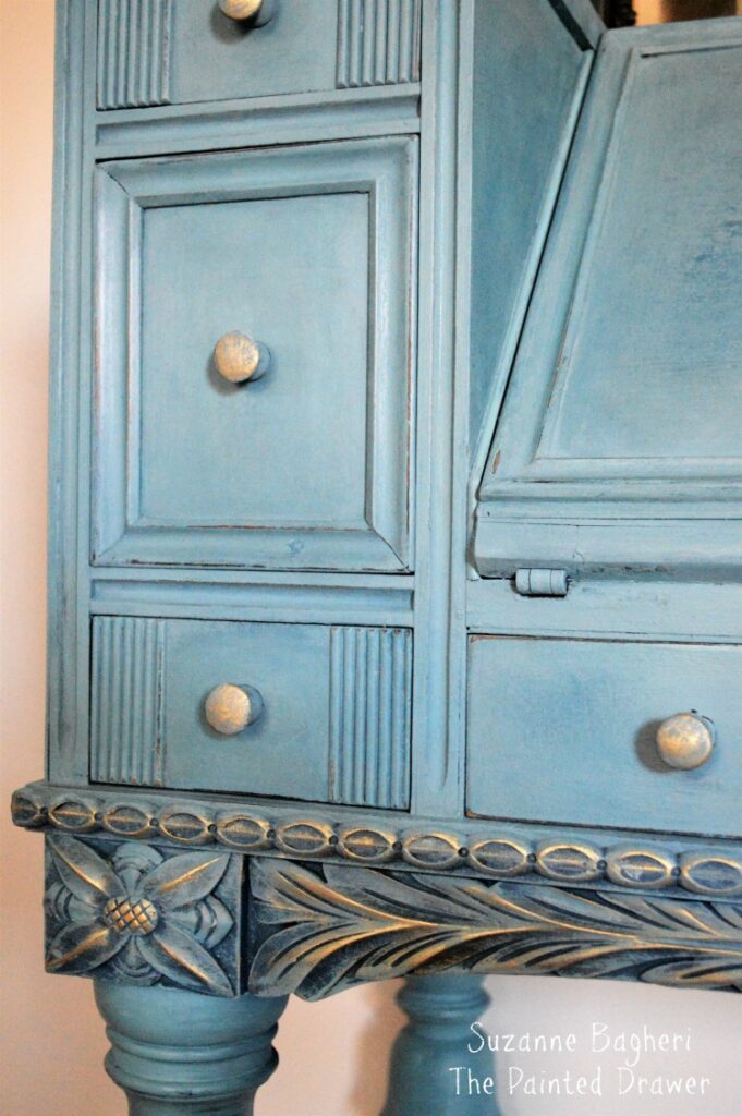 Vintage Desk in Combo of Annie Sloan Aubusson/Provence/Duck Egg paints