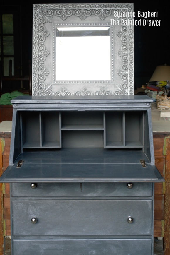 Charcoal Metallic Desk and Mirror Total Makeover