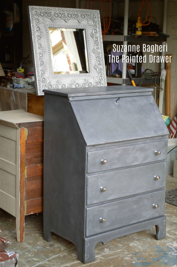 Charcoal Metallic Desk and Mirror Total Makeover
