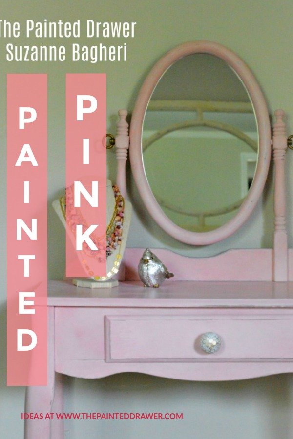 Painted Pink, a vintage thrift store vanity before and after