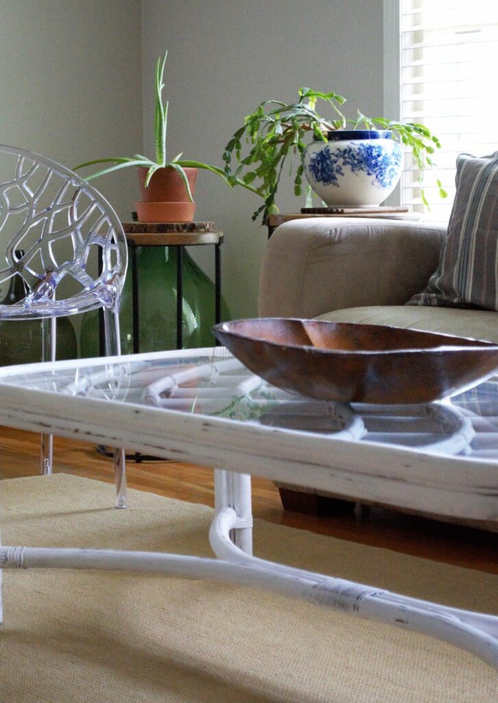 Vintage Bamboo Coffee Table in White