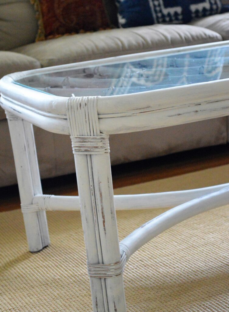 Vintage Bamboo Coffee Table in White